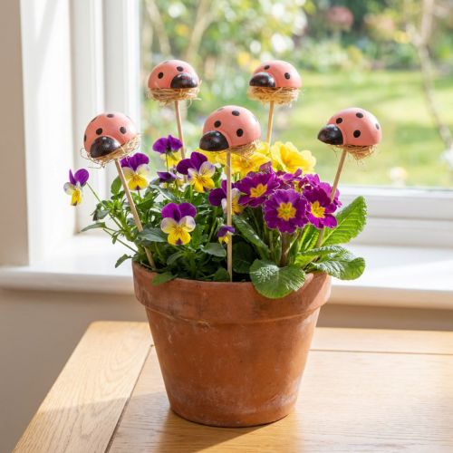 Tapones florales decorativos Ladybug color madera 3,5 cm 24 piezas | Floristik24.es