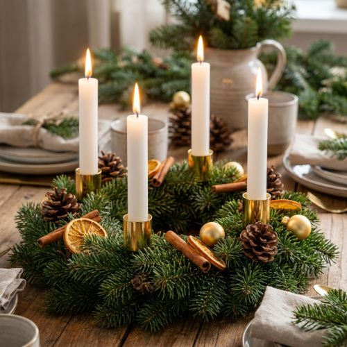 Candelabros para velas cónicas, dorados, Ø3,2 cm, H4 cm, 4 unidades | Floristik24.es