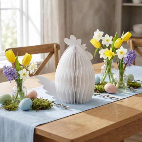 Figura decorativa de papel en forma de panal de pollo blanco 28,5x15,5x30cm | Floristik24.es
