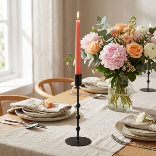 Artículo Portavelas Stick candelabro metal negro Ø7cm H19,5cm