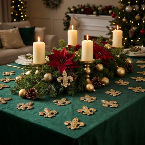 Decoración dispersa decoración de mesa de madera Lirio de Navidad dorado 4cm 72 piezas | Floristik24.es