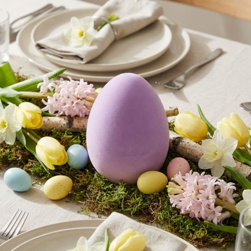 Decoración de huevos de Pascua (2.ª opción): plástico flocado morado de 20 cm. | Floristik24.es