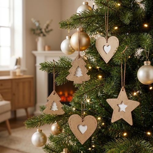Árbol de navidad decoración estrella abeto corazón papel 7cm 36p | Floristik24.es