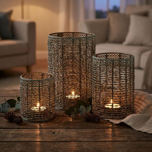 Portavelas metálicos para velas pequeñas, Ø8/10/13 cm, juego de 3 | Floristik24.es