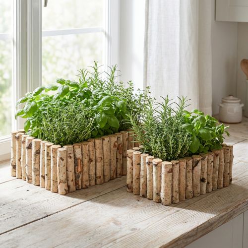 Macetero de madera para hierbas, abedul, L23/28cm, 2 unidades | Floristik24.es