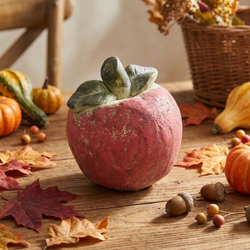 Manzana para decorar, otoño, fruta decorativa de hormigón, decoración de mesa Ø13cm | Floristik24.es