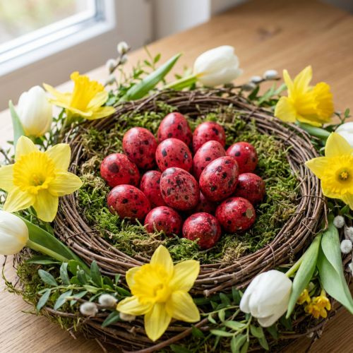 Huevo de codorniz rojo 3cm decoración Pascua 50uds | Floristik24.es