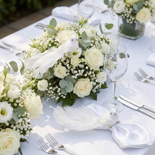 Palomas decorativas para bodas como pareja de palomas con clip blanco 22cm 2 piezas | Floristik24.es