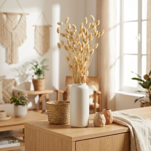 Flor seca Phalaris, manojo de hierba decorativa, florística seca, naturaleza boho, blanqueada L55cm 100g | Floristik24.es