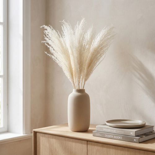 Flores secas, hierba plateada. Elegante decoración natural para el hogar y la oficina. 70 cm, 10 unidades. | Floristik24.es