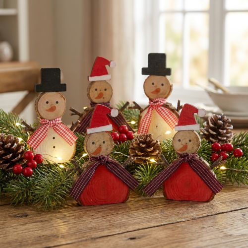 Figura para decorar muñeco de nieve madera 10cm 9 St | Floristik24.es