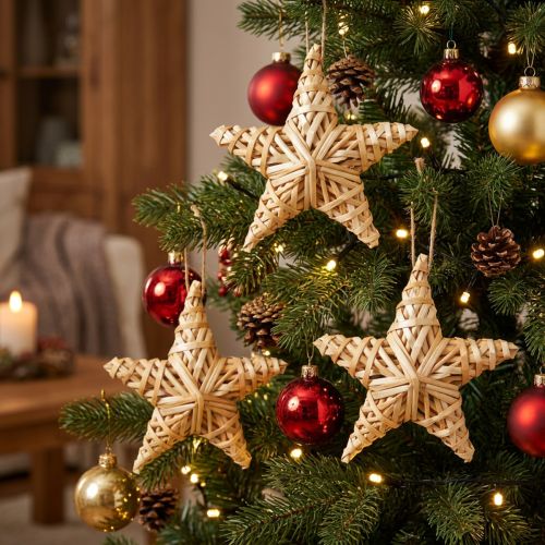 Estrellas decorativas de ratán para Navidad, 14,5 cm, juego de 3 | Floristik24.es