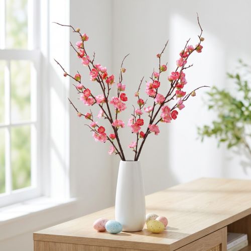Rama de flor de cerezo artificial decorativa, color rosa oscuro, 96 cm, 2 unidades | Floristik24.es