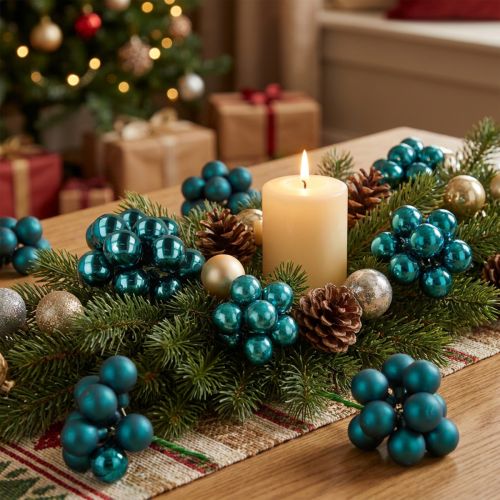 Mini adornos navideños en mezcla de acabado brillante y mate con bayas espejadas, 25 mm, 140 unidades. | Floristik24.es