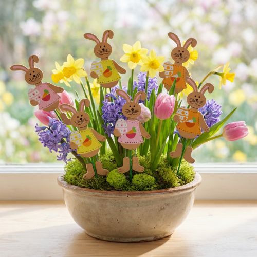 Plug de Pascua conejos con huevo 12cm L29cm 15 piezas | Floristik24.es