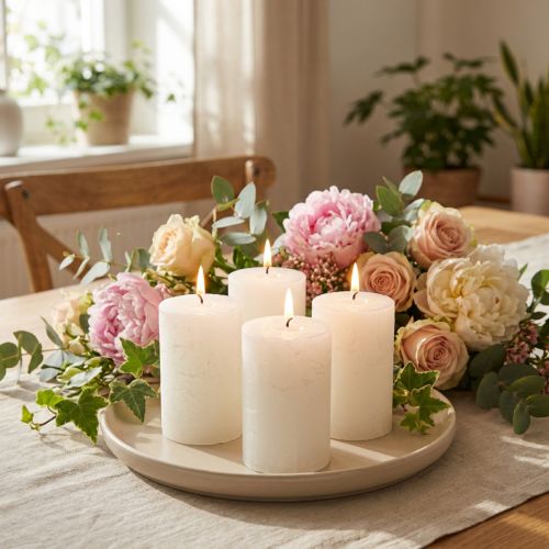 Velas unicolor blanco 60x80mm 4uds | Floristik24.es