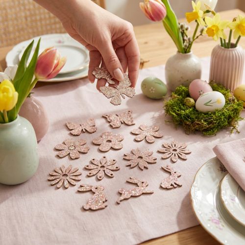 Dispersión de madera decorativa, piezas dispersas primavera Pascua rosa 2–4cm 64p | Floristik24.es