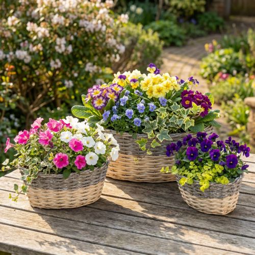 Cesta de mimbre para plantar Plant bowl L29/33/38cm juego de 3 | Floristik24.es