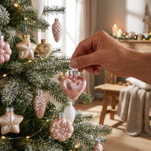 Adornos para árboles de Navidad de cristal Adornos para árboles de Navidad pastel 12 piezas | Floristik24.es