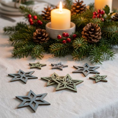 Deco estrellas madera azul, verde estrellas madera Navidad 4cm mezcla 36pcs | Floristik24.es