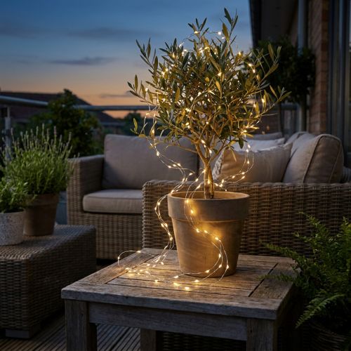 Cadena de luces LED con alambre temporizador de luces de hadas para exteriores 180 cm | Floristik24.es