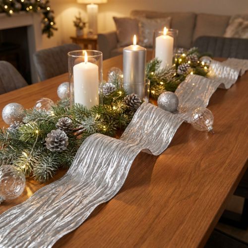 Cinta de seda cinta de mesa cinta de regalo cinta plateada 75mm 15m | Floristik24.es
