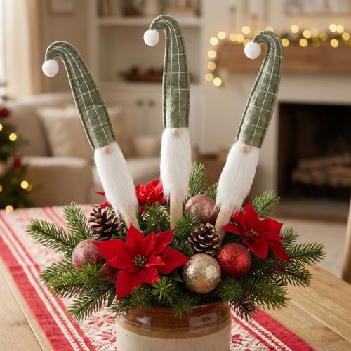 Artículo Papá Noel en un palo Gnomo navideño verde 57cm 4 piezas