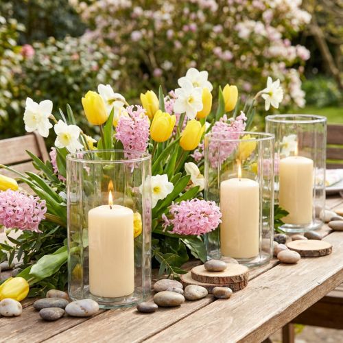 Portavelas farol de cristal transparente Ø9,5cm H15cm 6ud | Floristik24.es