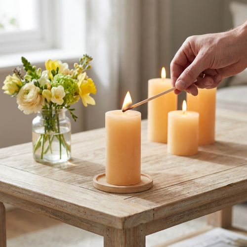 Velas de color liso pilares luminosos albaricoque 50×100mm 4 piezas | Floristik24.es