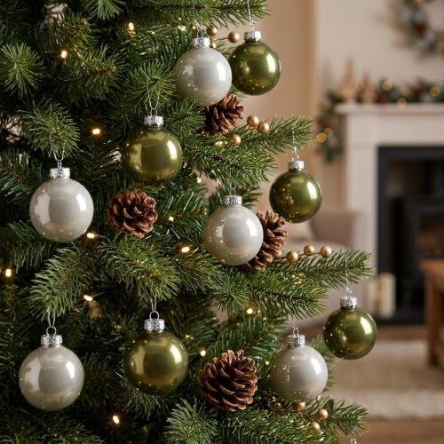 Bolas de árbol mini bolas de Navidad cristal verde plata 4 cm 24 uds | Floristik24.es