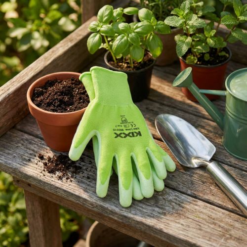 Kixx guantes de jardín verde claro, lima talla 10 | Floristik24.es