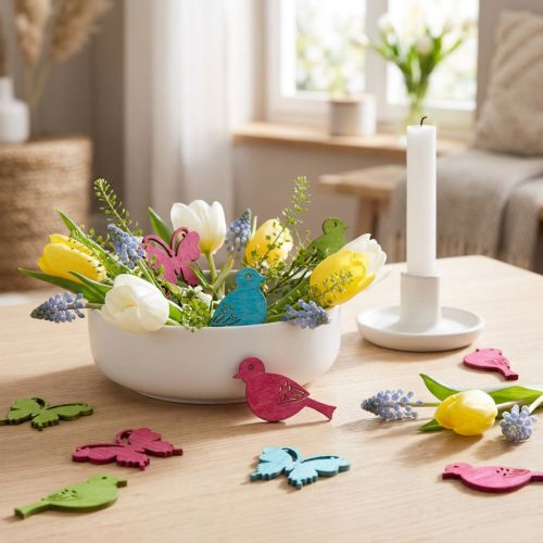 Decoración para controlar pájaro de madera mariposa surtido 2cm | Floristik24.es