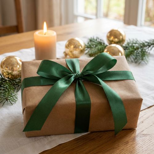 Cinta decorativa verde para regalo con orillo verde oscuro 25 mm 3 m 10 unidades | Floristik24.es