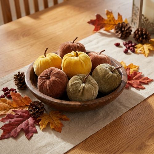 Tela decorativa manzanas terciopelo manzana marrón amarillo Ø5cm H6cm 12 uds | Floristik24.es