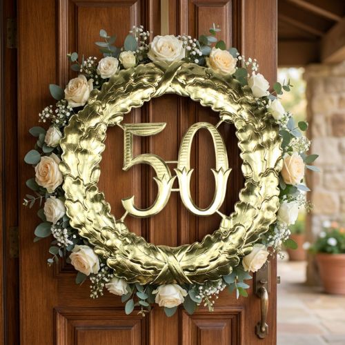 Artículo Aniversario número 50 en oro Ø40cm