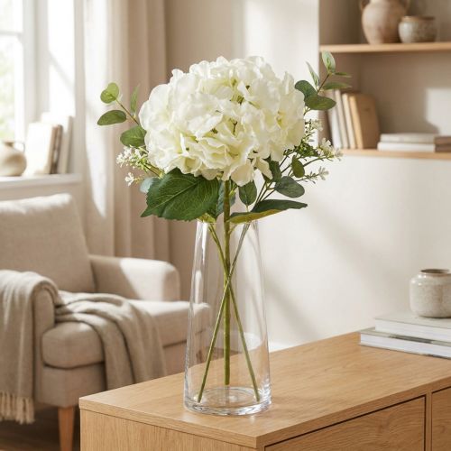 Hortensia artificial gigante decorativa blanca Ø23cm L84cm | Floristik24.es