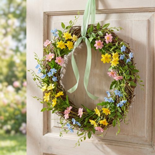 Corona de vid natural Ø40cm - corona decorativa para puerta para primavera y verano | Floristik24.es