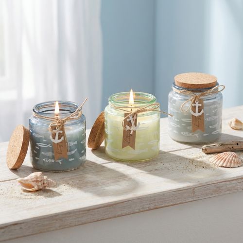 Artículo Velas perfumadas en vidrio velas de pescado azul marino verde Al.11cm 3ud