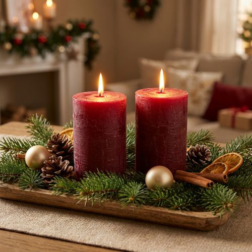 Velas de color liso rojo oscuro 85x120mm 2 piezas | Floristik24.es