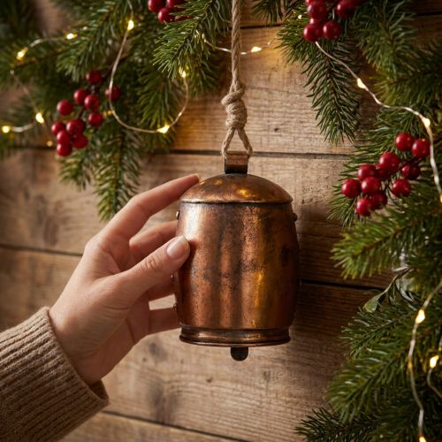 Deco percha deco campana metal cobre vintage Ø13.5cm 49cm | Floristik24.es