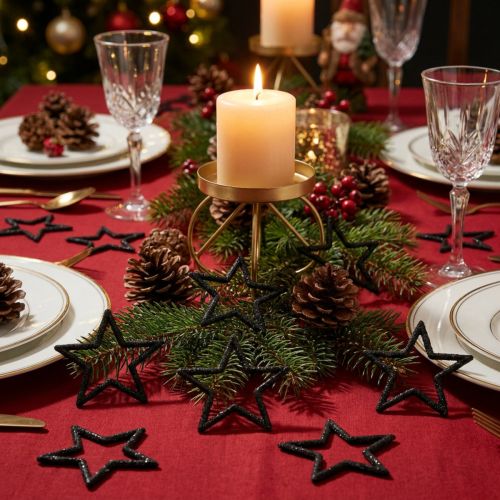 Decoración dispersa Estrellas navideñas brillo negro Ø4cm 120 piezas | Floristik24.es