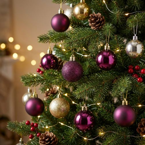 Mini bolas navideñas plástico violeta Ø3cm H3.5cm 14 piezas | Floristik24.es