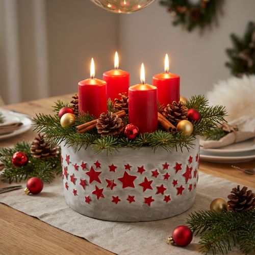 Jardinera para Adviento, jardinera con estrellas, decoración de hormigón Ø20cm H11cm | Floristik24.es