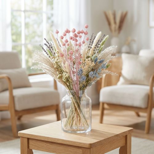 Cardo fresa, cardo seco, decoración de cardo, rosa claro, 58 cm, 100 g | Floristik24.es
