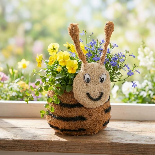 Maceta con forma de abeja como cesta decorativa para plantas para un diseño interior divertido, primavera y verano, 24 cm, 2 piezas | Floristik24.es