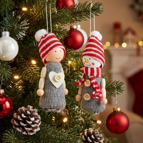 Figuras decorativas navideñas 10cm gris, rojo 6uds | Floristik24.es