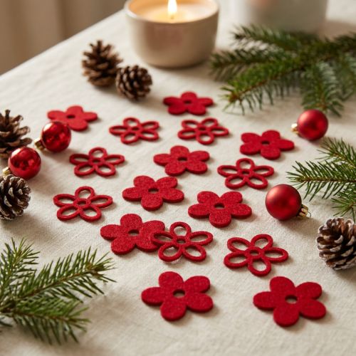 Decoración dispersa flor de fieltro rojo surtido en mezcla Ø4cm 72 piezas | Floristik24.es