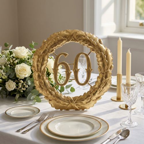 Aniversario numero 60 en oro Ø40cm | Floristik24.es