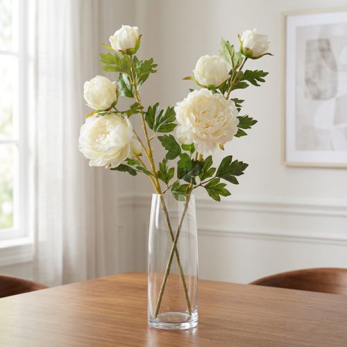 Peonias artificiales con 3 flores color blanco crema 81cm 2uds | Floristik24.es