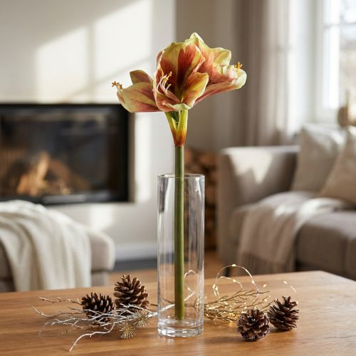 Flor de amarilis artificial en rosa y amarillo - 66 cm - idea de regalo ideal y decoración elegante para interiores | Floristik24.es